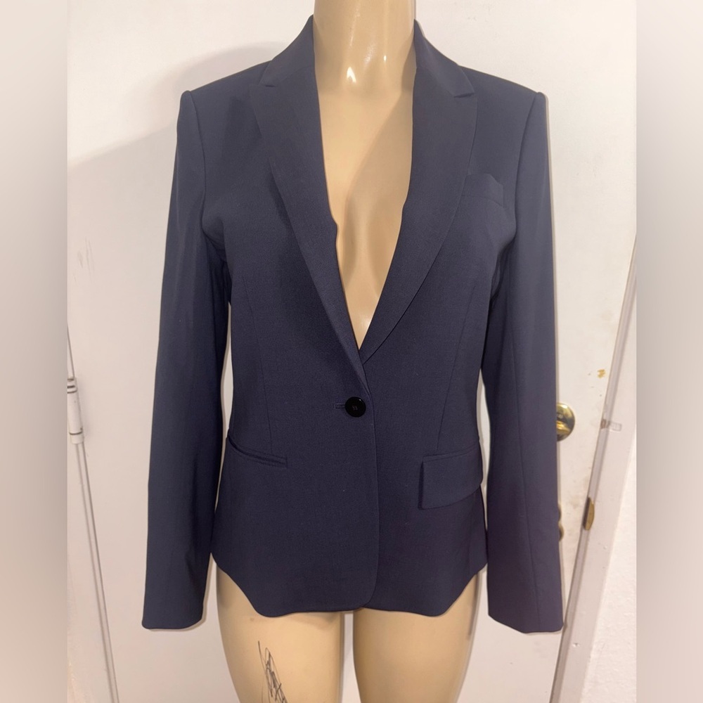 Theory Women’s Black Wool Stretch Fitted Blazer Classy Chic Size 8 New